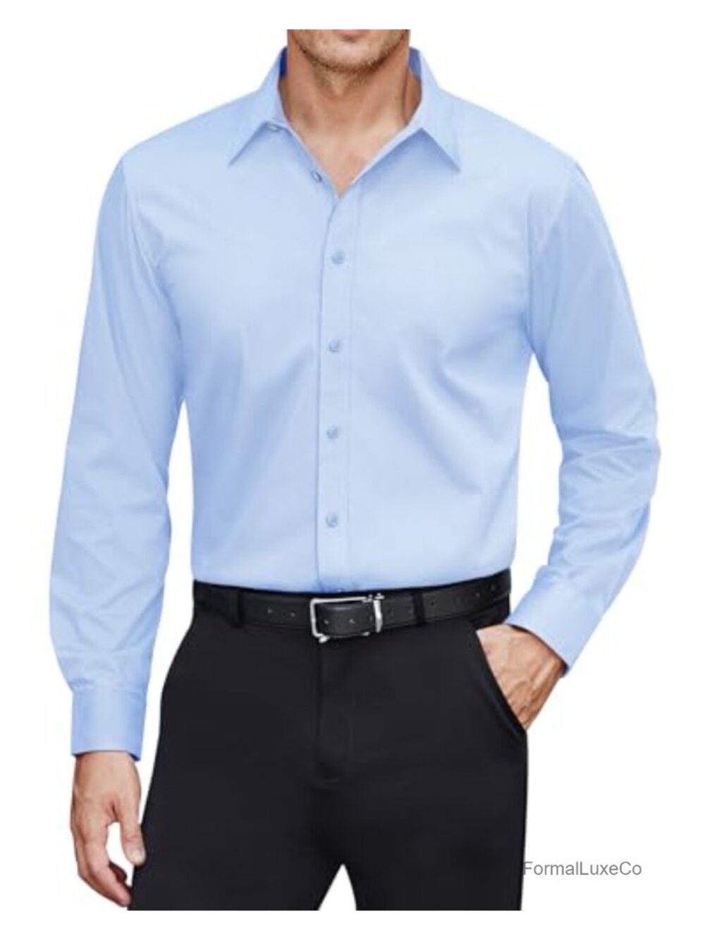 Men's Stretch Stain Shield Dress Shirt Long Sleeve Button Down